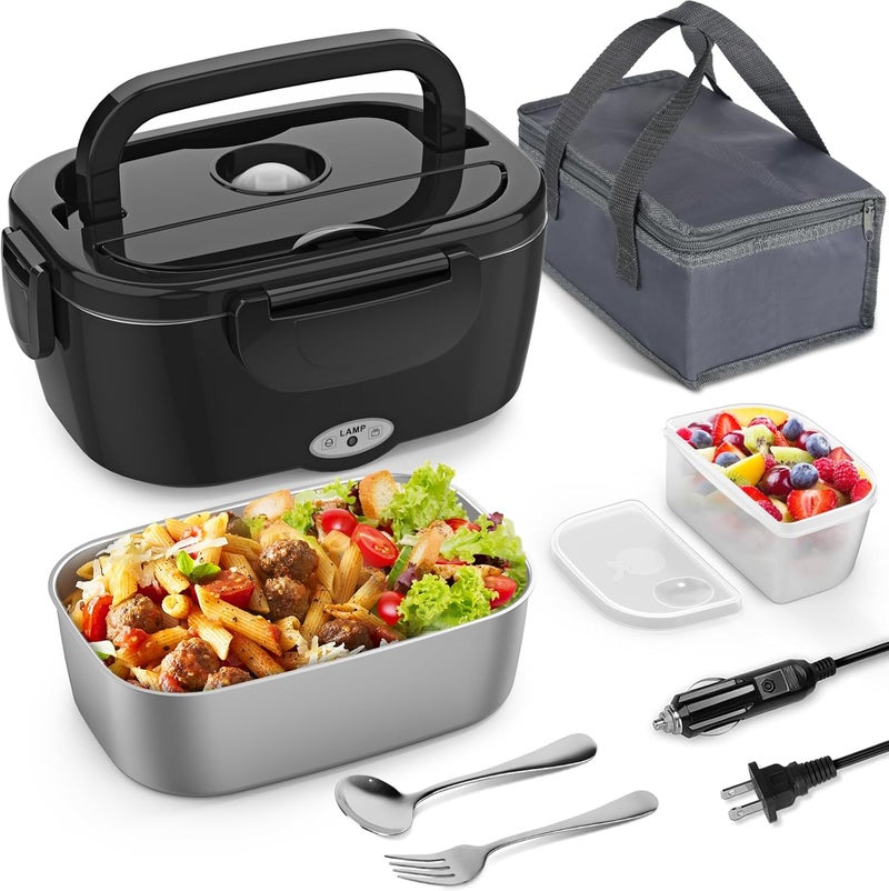 Vingud Electric Lunch Box for Adults, Heated Lunch Box Food Warmer, 80W Portable Heating Lunchbox for Men/Car/Truck with 1.5L Stainless Steel Container, 12V/24V/110V Lonchera Eléctrica Portátil Gift - Image 1